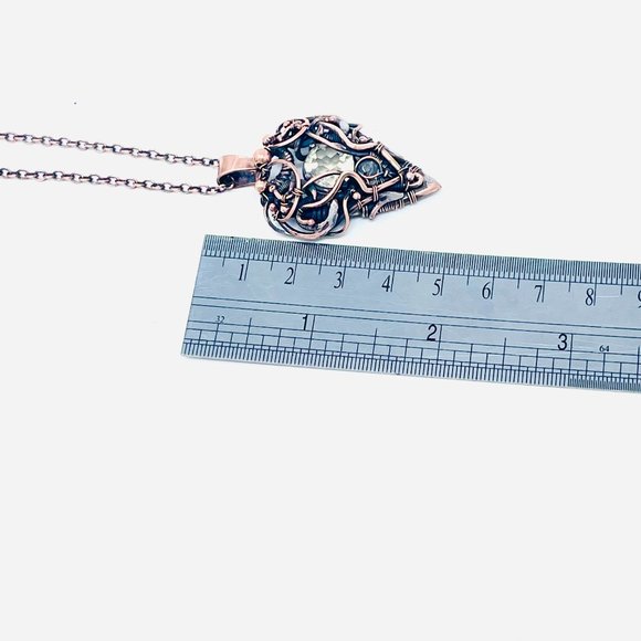 Citrine crystal gemstone copper wire wrapped handmade - Picture 8 of 9